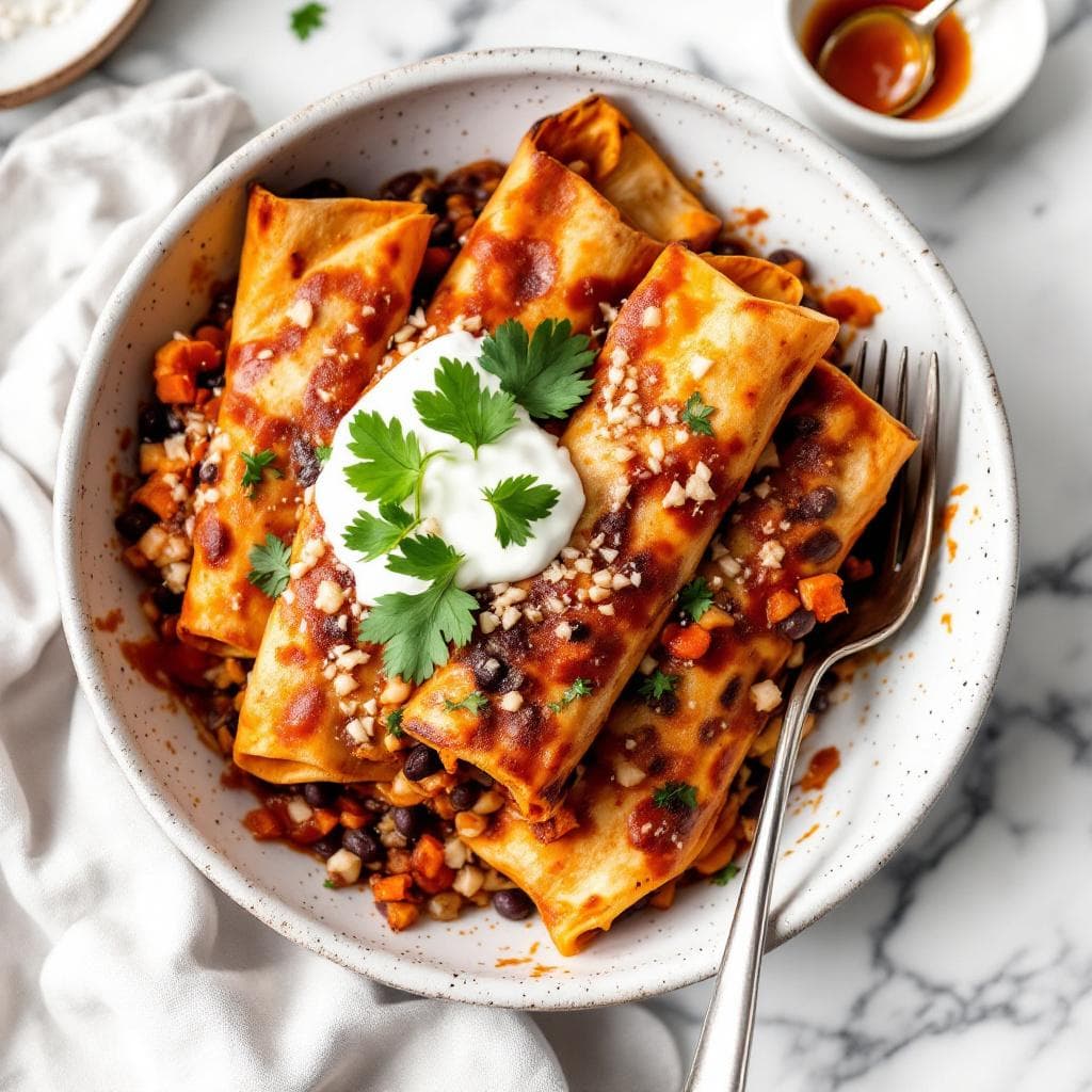Easy Black Bean and Sweet Potato Enchiladas