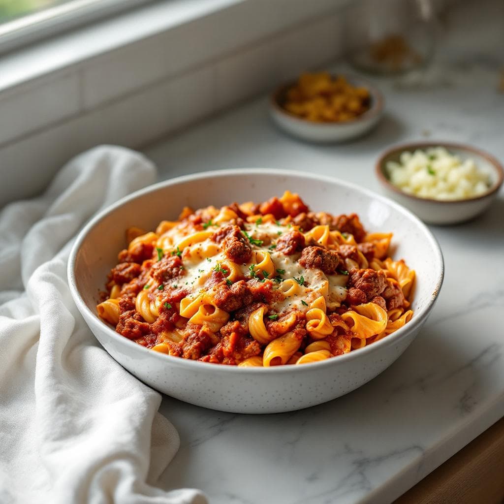 Easy Baked Ziti with Ricotta and Meat Sauce