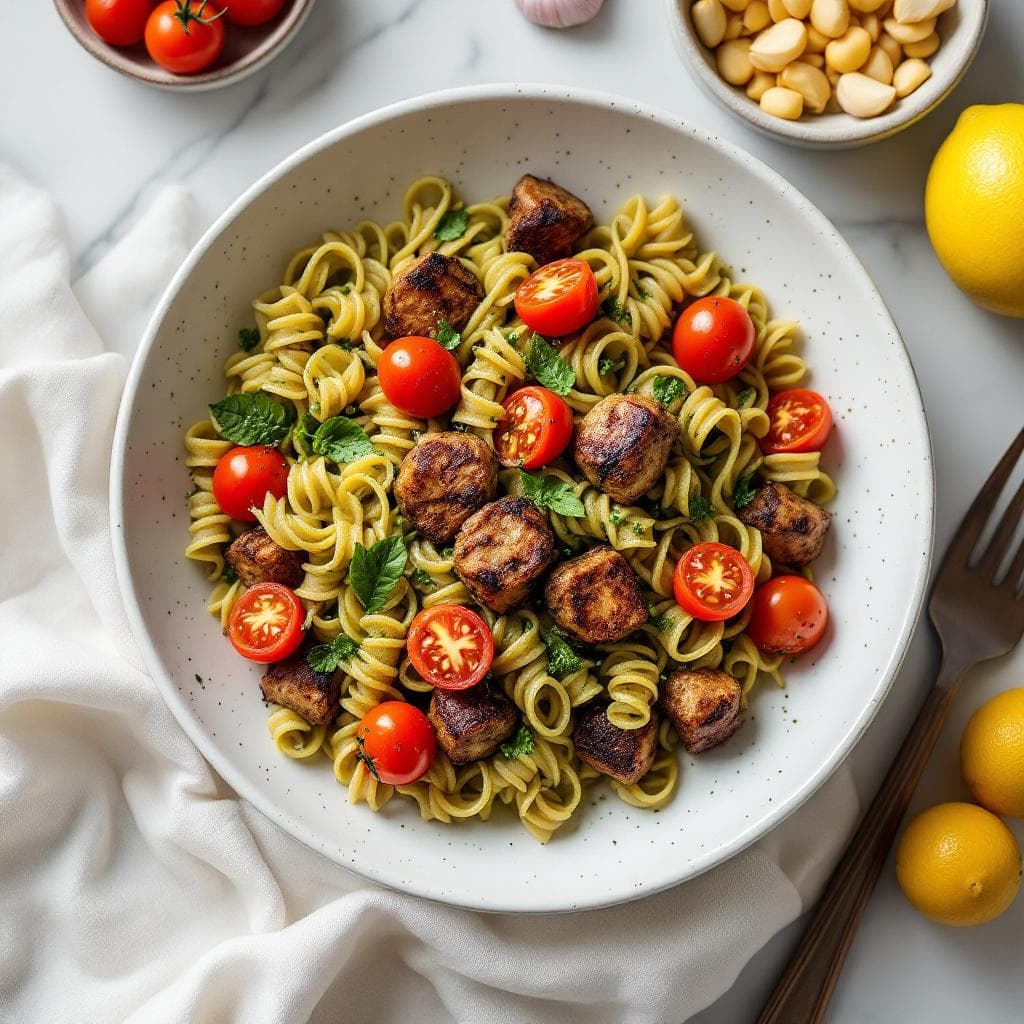 Easy Pesto Pasta with Cherry Tomatoes