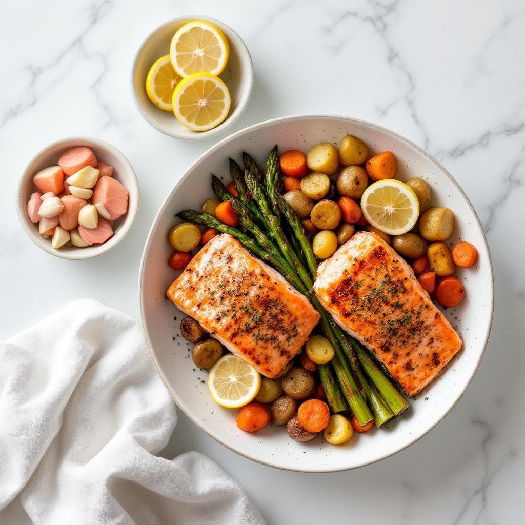 Easy Sheet Pan Lemon Herb Salmon with Roasted Vegetables